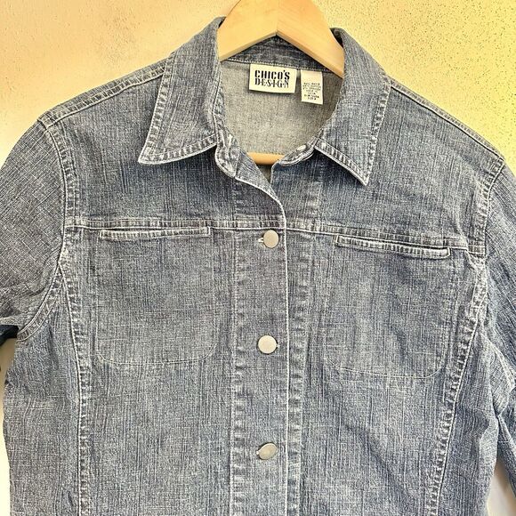 Vintage‎ Chicos Design Denim Jacket  - Size 2 (Large) - Picture 2 of 16